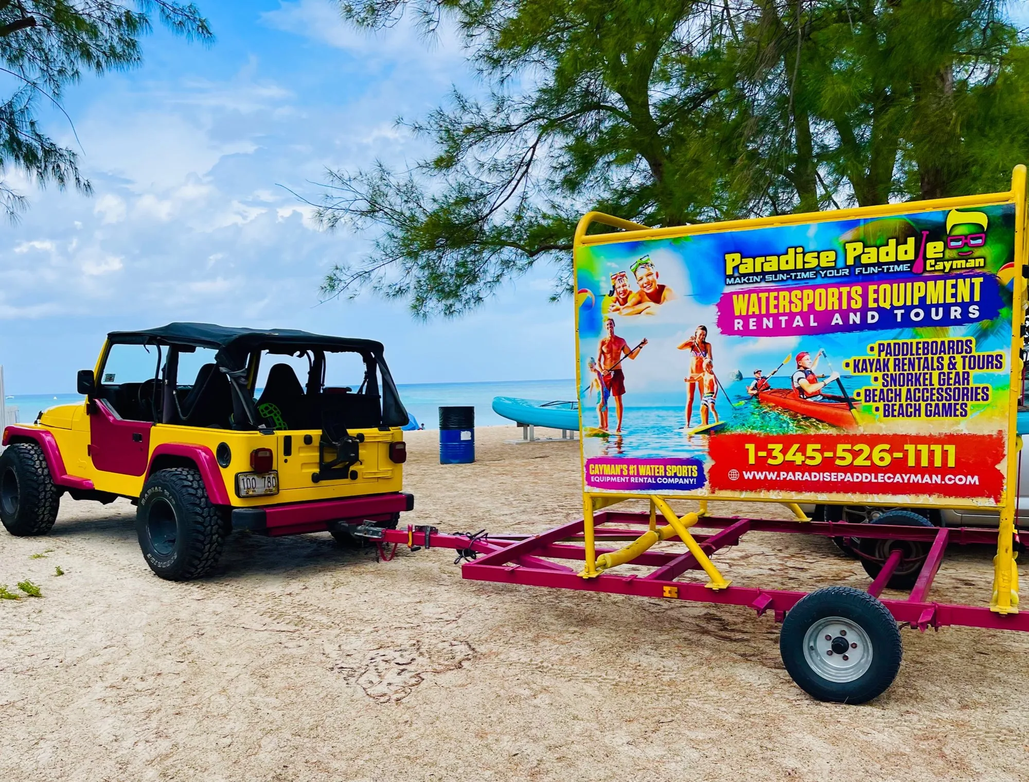 Beach rentals ready on the sand in Grand Cayman
