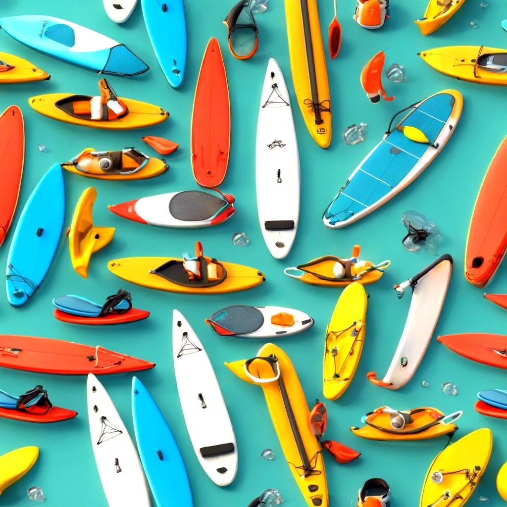 Paddle boards, kayaks and snorkel gear on Seven Mile Beach